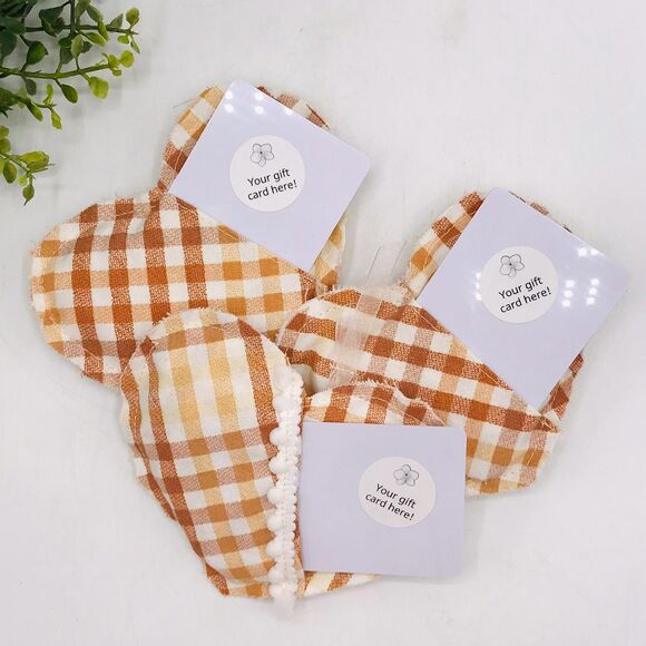 Set of 3 Fabric Pillow Gift Card Holder in Neutral Tans Gingham 5x4 Inches - Picture 2 of 4
